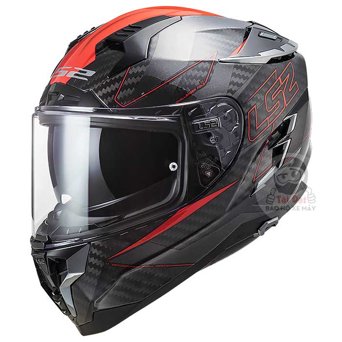 LS2 Challenger FF327 Carbon tem Fold Đỏ