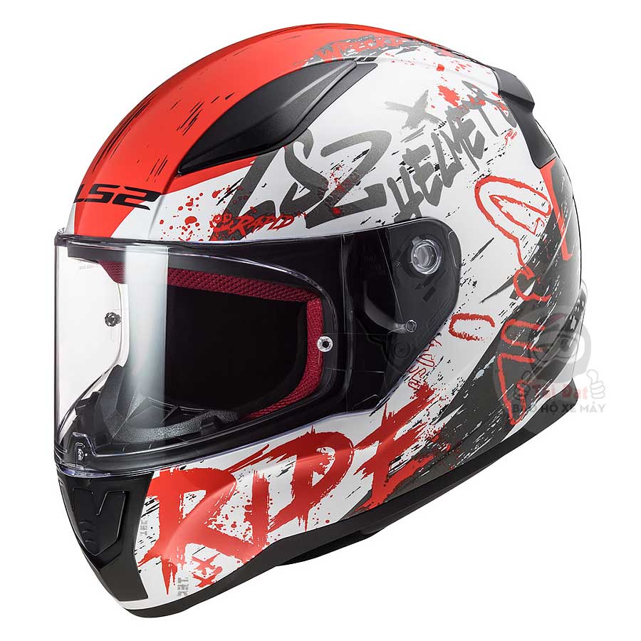🎁 Fullface LS2 FF353 Rapid Naughty Trắng Đỏ (100% off)