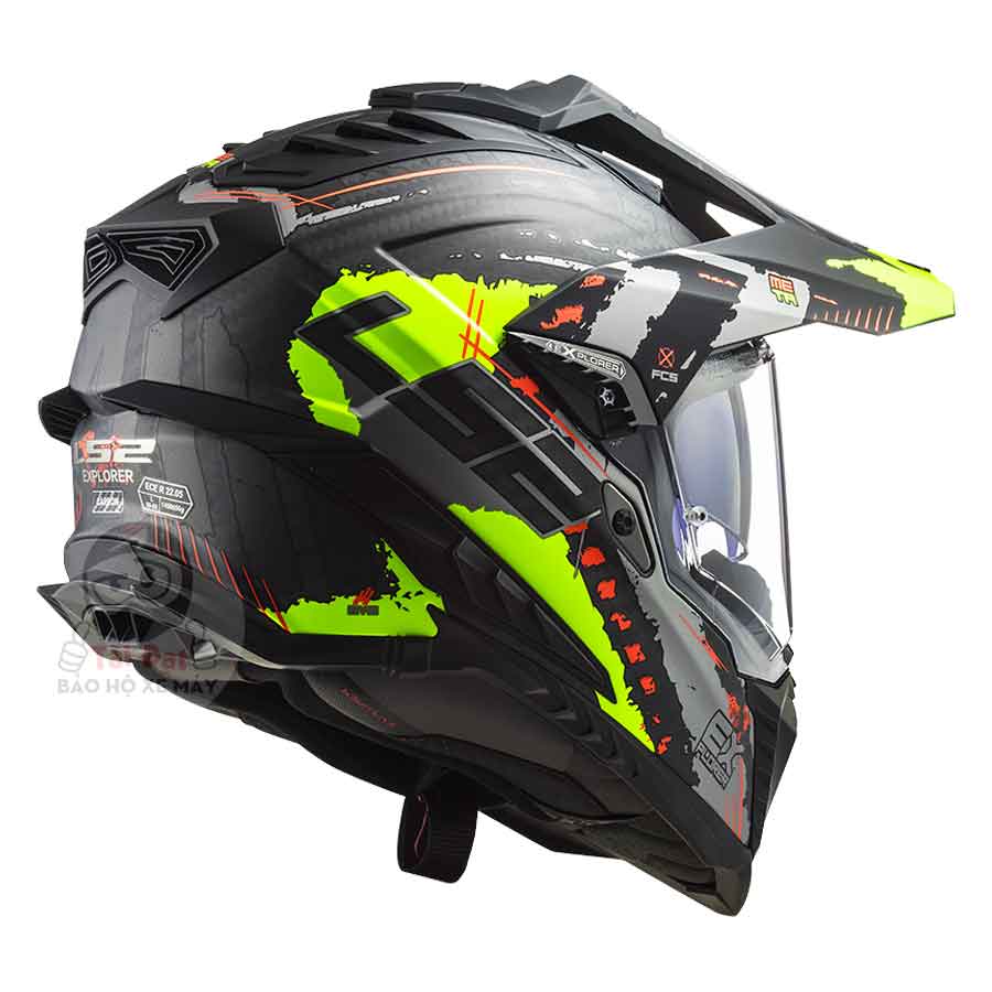LS2 MX701 Explorer Carbon Extend Xanh lá