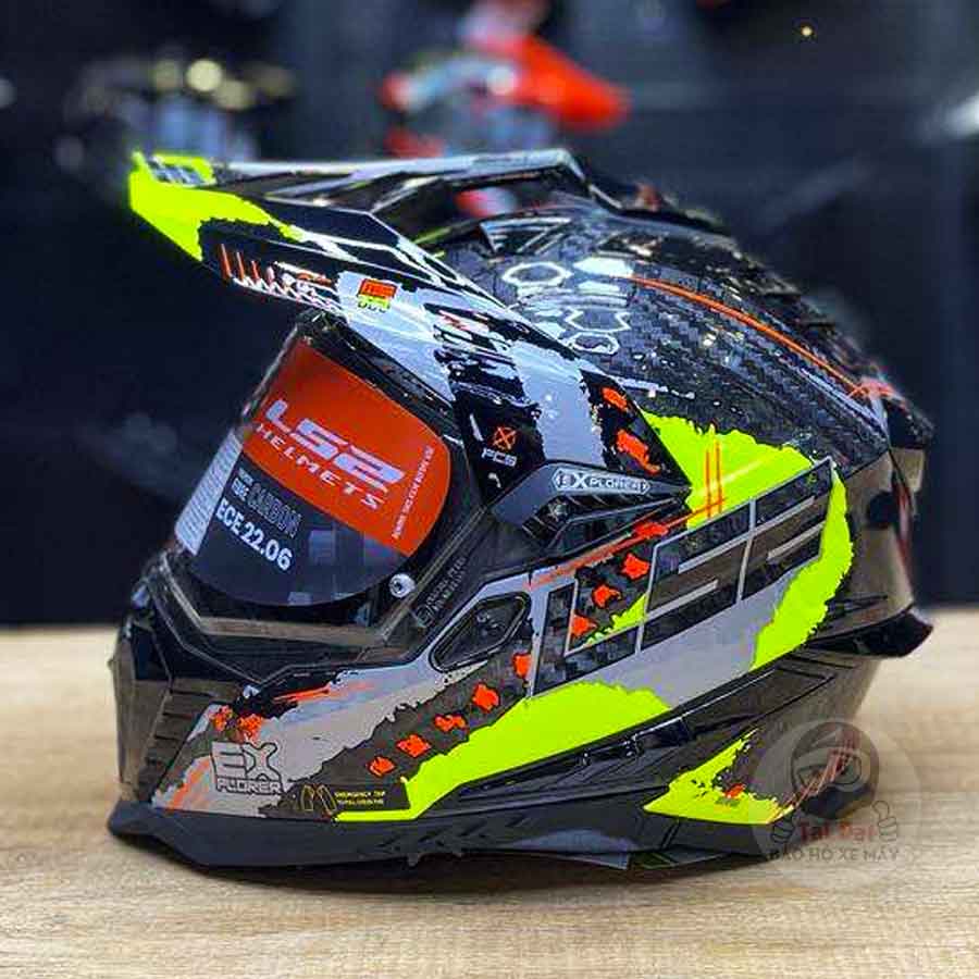 LS2 MX701 Explorer Carbon Extend Xanh lá