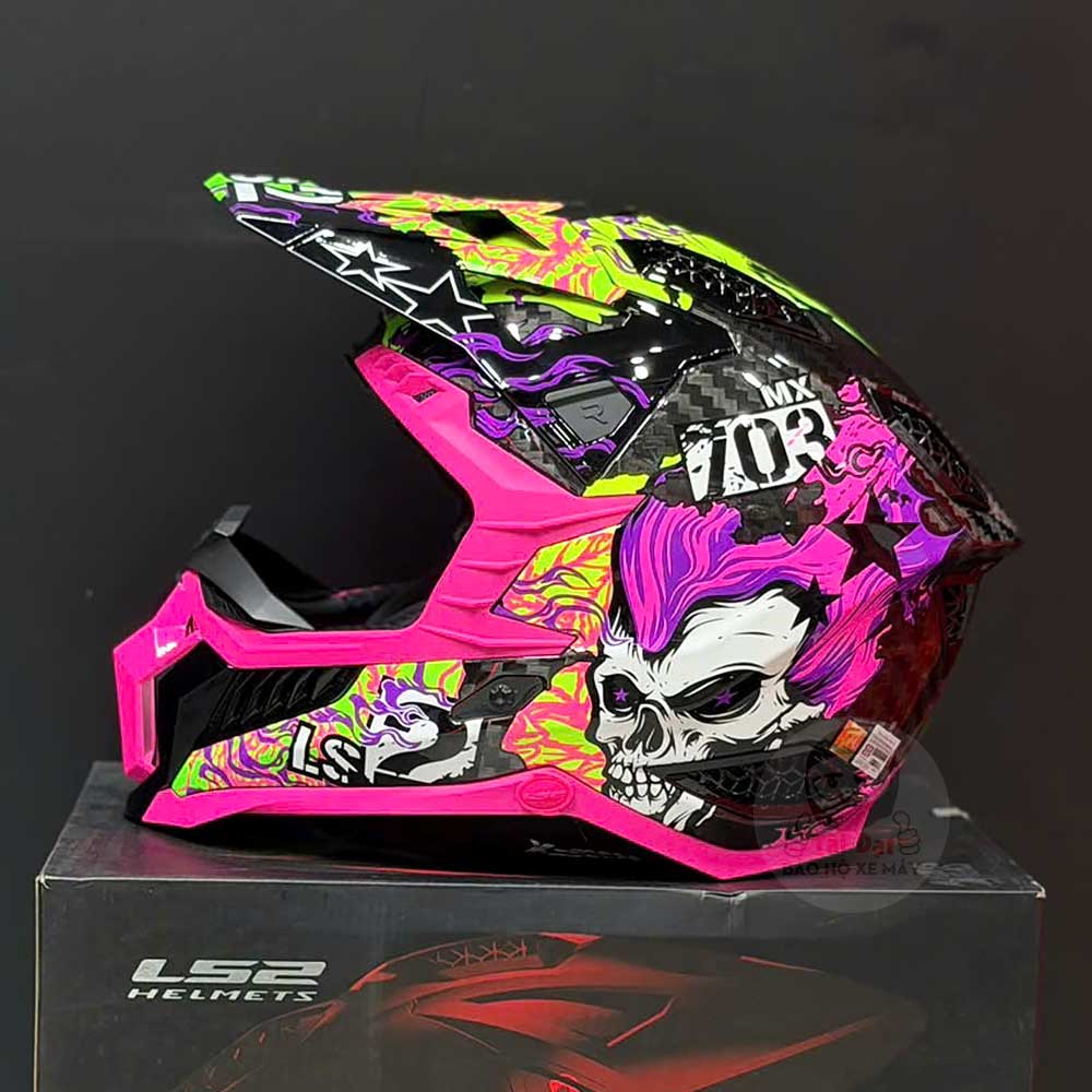 LS2 MX703 X-Force Carbon Fire Skull Violet