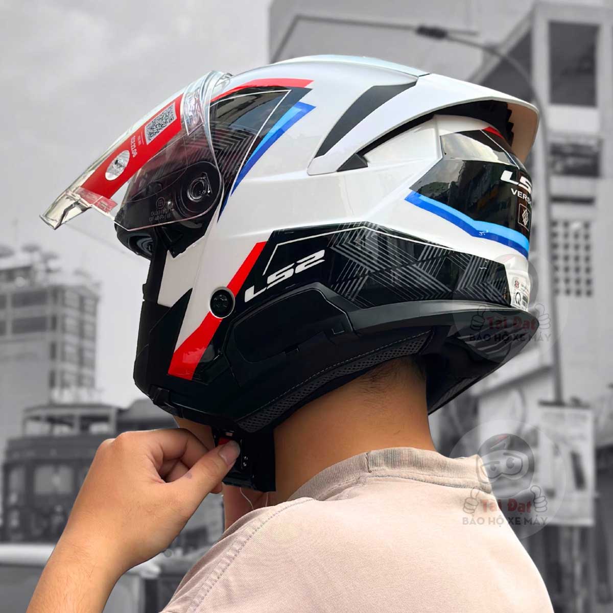 LS2 Verso II OF618 Air Trắng Xanh Đỏ