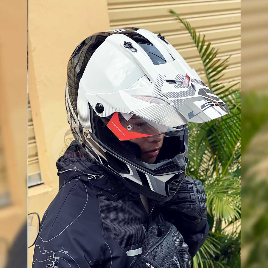 LS2 Pioneer Strike Đen trắng MX436