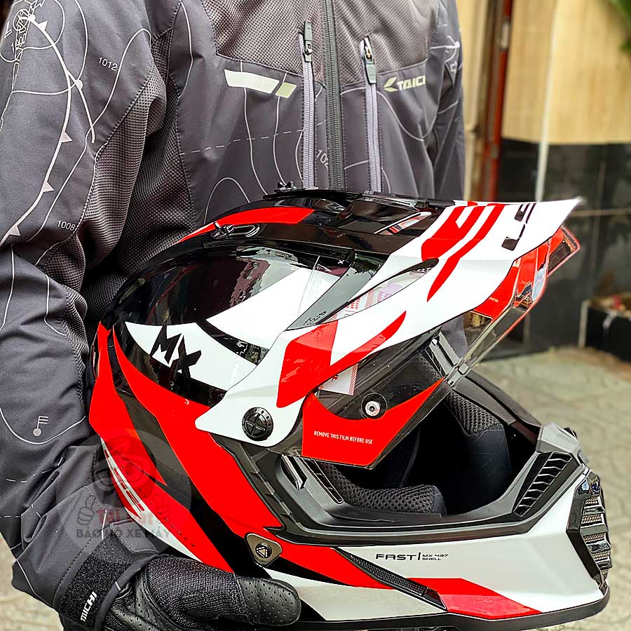 LS2 Pioneer Strike Trắng đỏ MX436