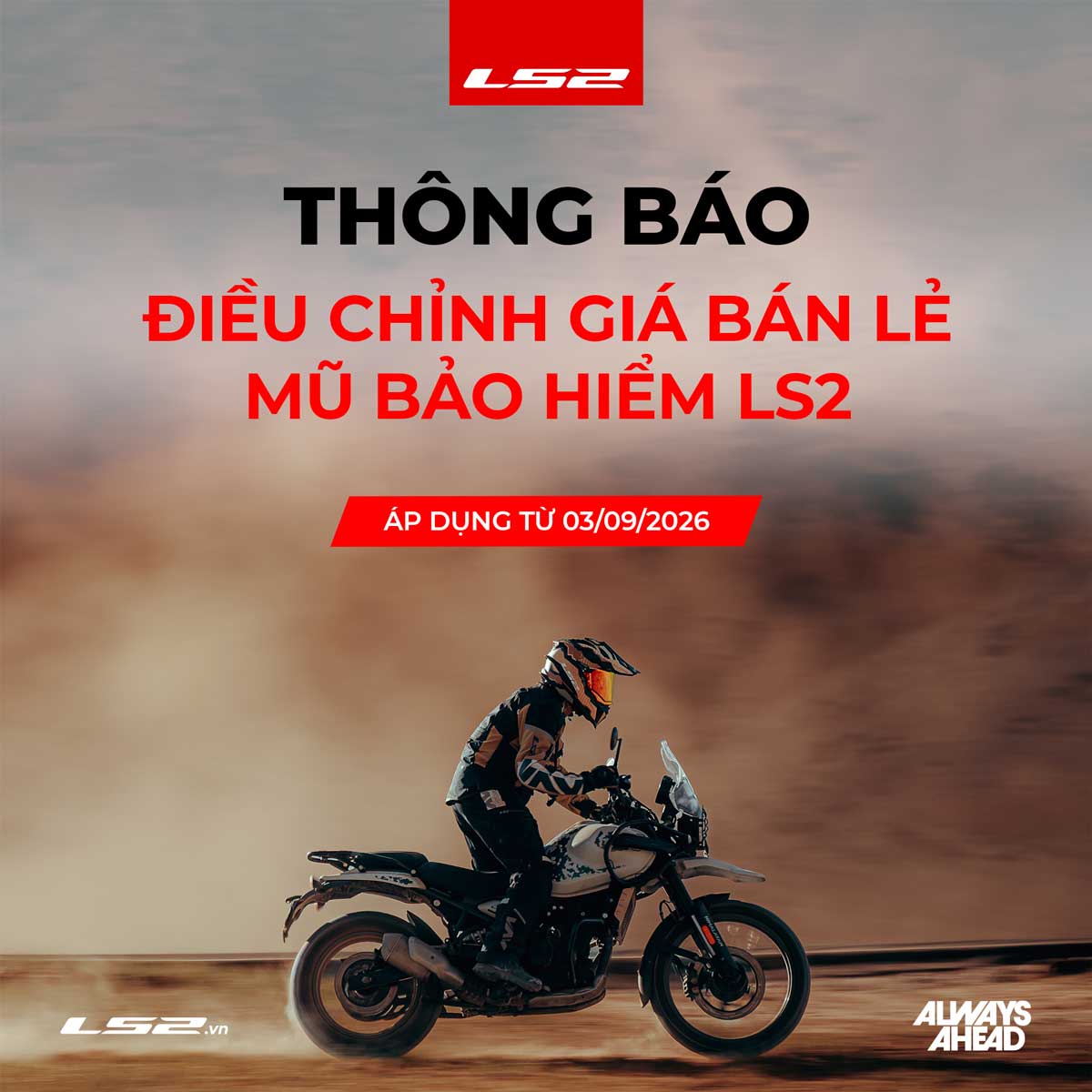 Thông báo điều chỉnh giá mũ bảo hiểm LS2 Việt Nam