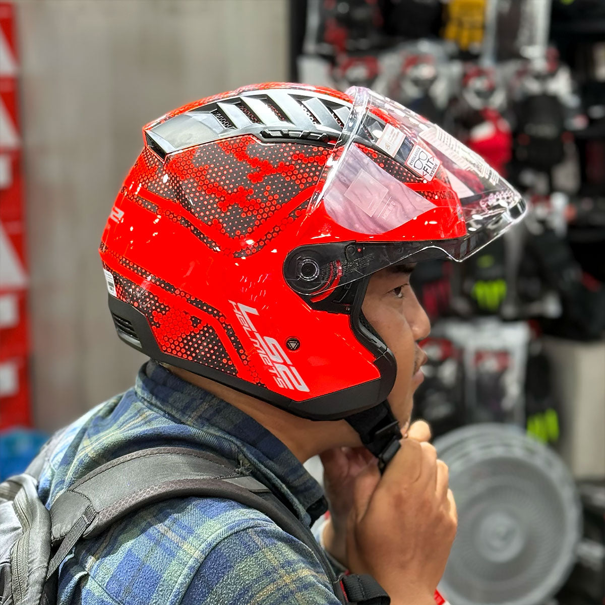 LS2 OF600 Copter Mesh Đỏ