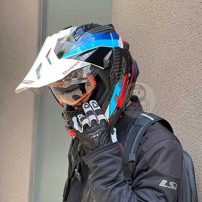 LS2 MX701 Explorer Carbon Trắng Xanh