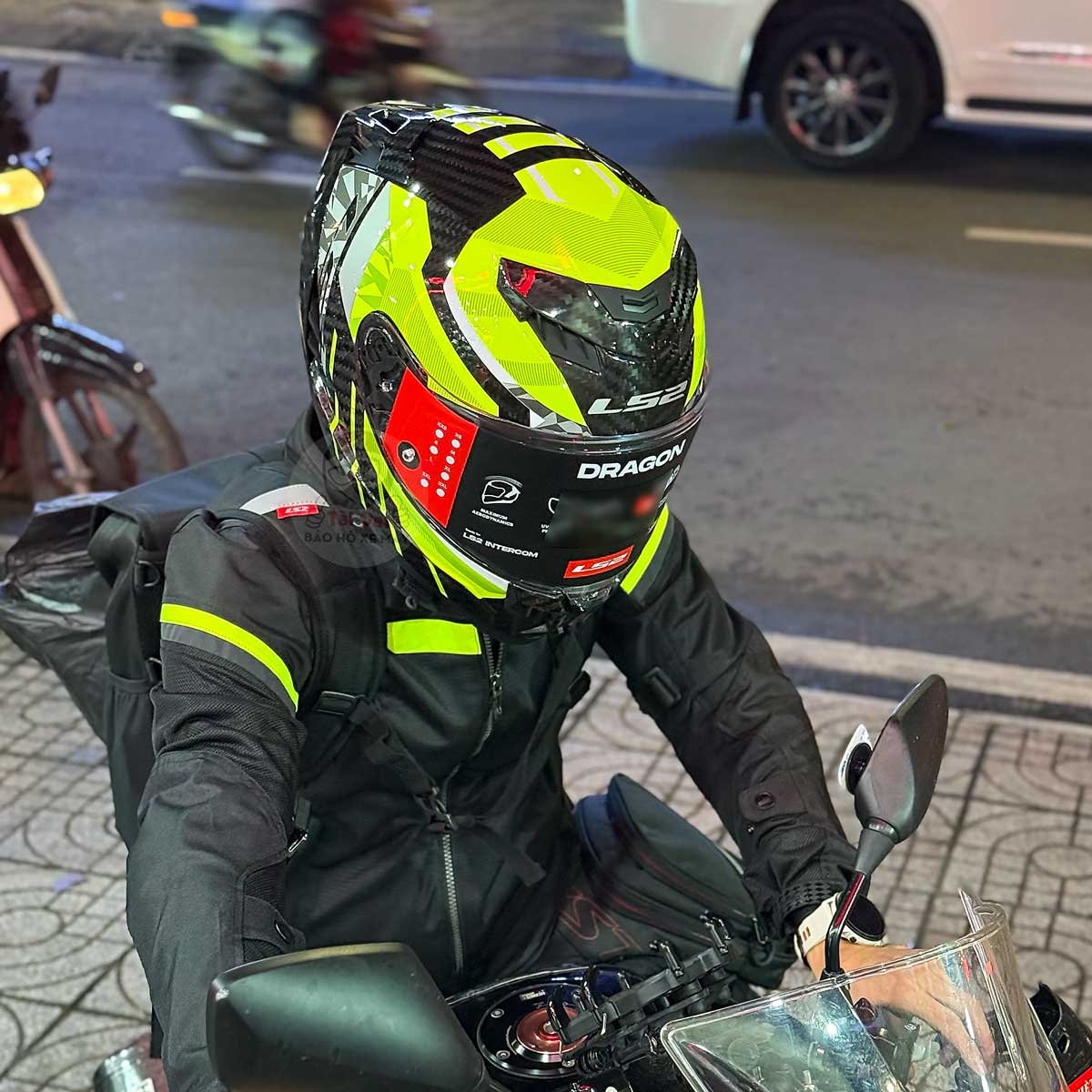 LS2 Dragon FF807 Carbon Trax Yellow