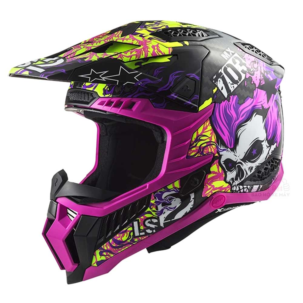 LS2 MX703 X-Force Carbon Fire Skull Violet