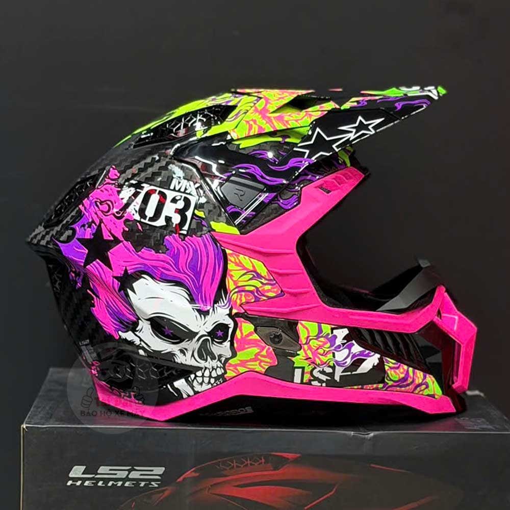 LS2 MX703 X-Force Carbon Fire Skull Violet