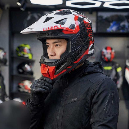 LS2 Mx703 X-Force Carbon Victory Trắng Đỏ
