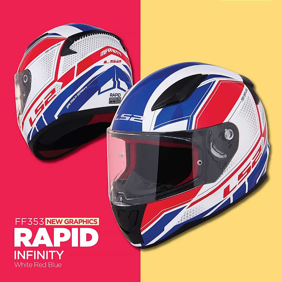 LS2 Rapid FF353 Infinity Trắng Xanh Đỏ